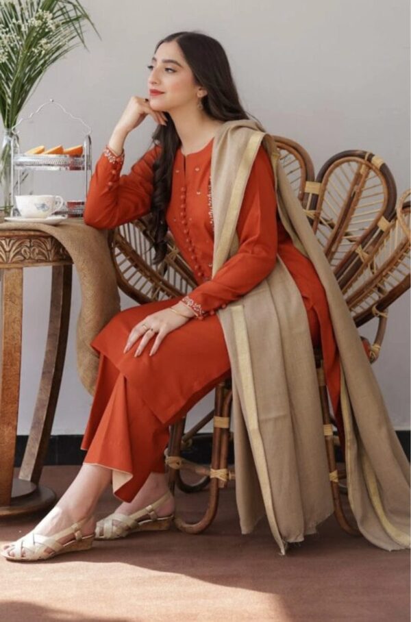 Asling Hit Volume Embroidered Dhanak 3Pc