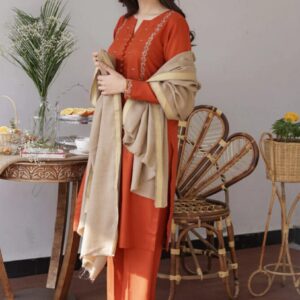 Asling Hit Volume Embroidered Dhanak 3Pc