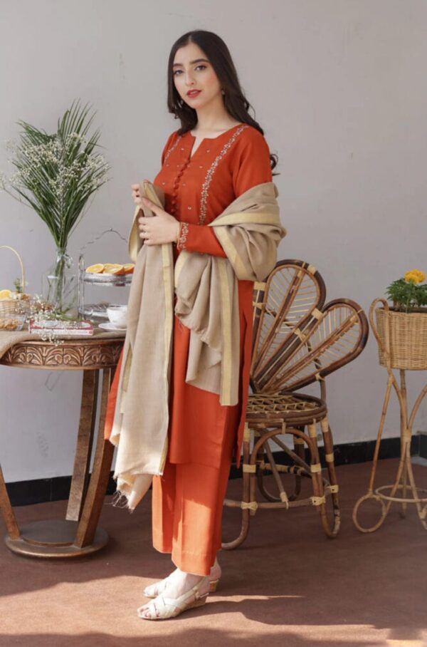 Asling Hit Volume Embroidered Dhanak 3Pc