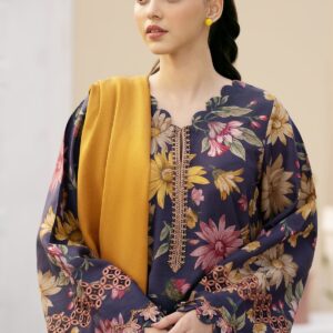 Barouqe 3pc Luxury Lawn Print Embroidered Unstiched Suit