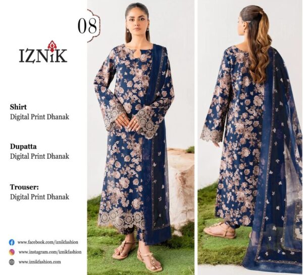 Iznik 3PC Dhanak Digital Printed Bana Dora Style-3