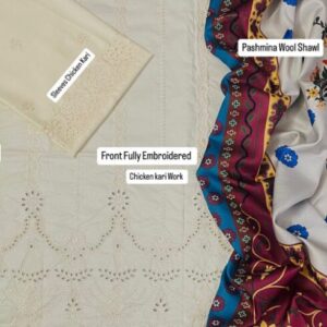MUSQ 3PC Lawn Chikankari 50MW