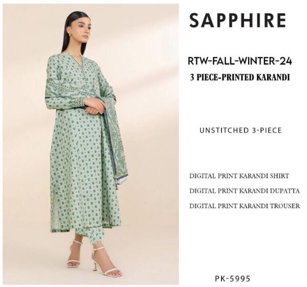 Sapphire 3Piece Printed Karandi Suit