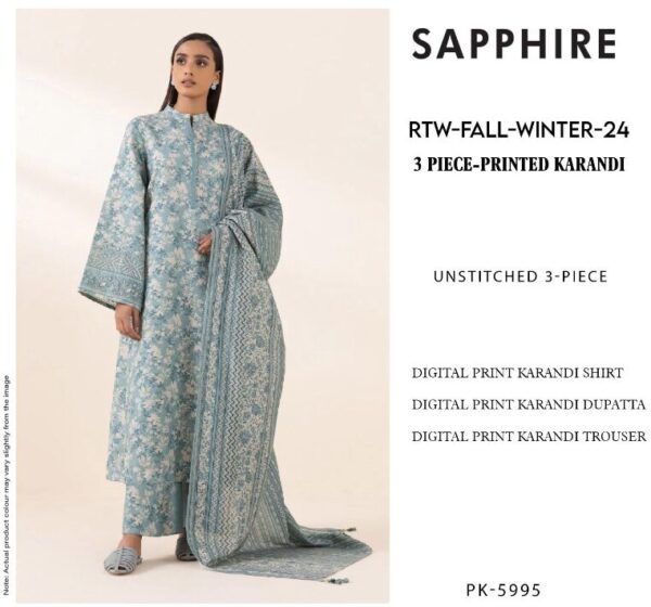 Sapphire 3Piece Printed Karandi Suit
