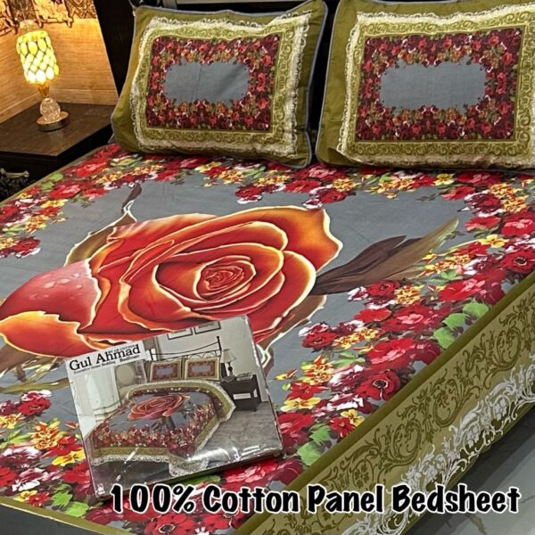 Gul Ahmad 3 Piece Pure Branded Cotton Bedsheet Set-011