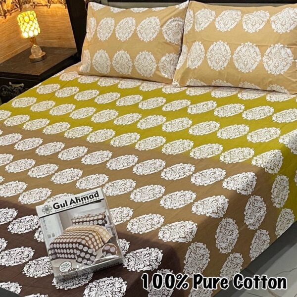Gul Ahmad 3 Piece Pure Branded Cotton Bedsheet Set-011