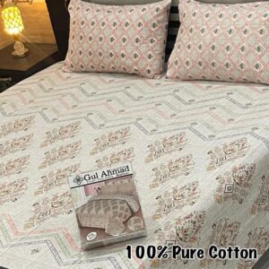 Gul Ahmad 3 Piece Pure Branded Cotton Bedsheet Set-011